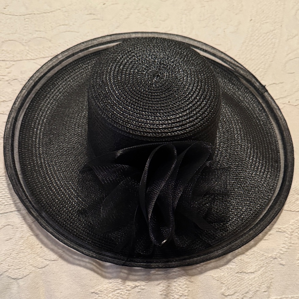 NWT Bellissima Millinery Collection Black Derby Hat w/Embellishment